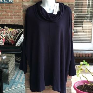 WORKSHOP REPUBLIC Newport Navy Cowlneck Top Tunic L NWT